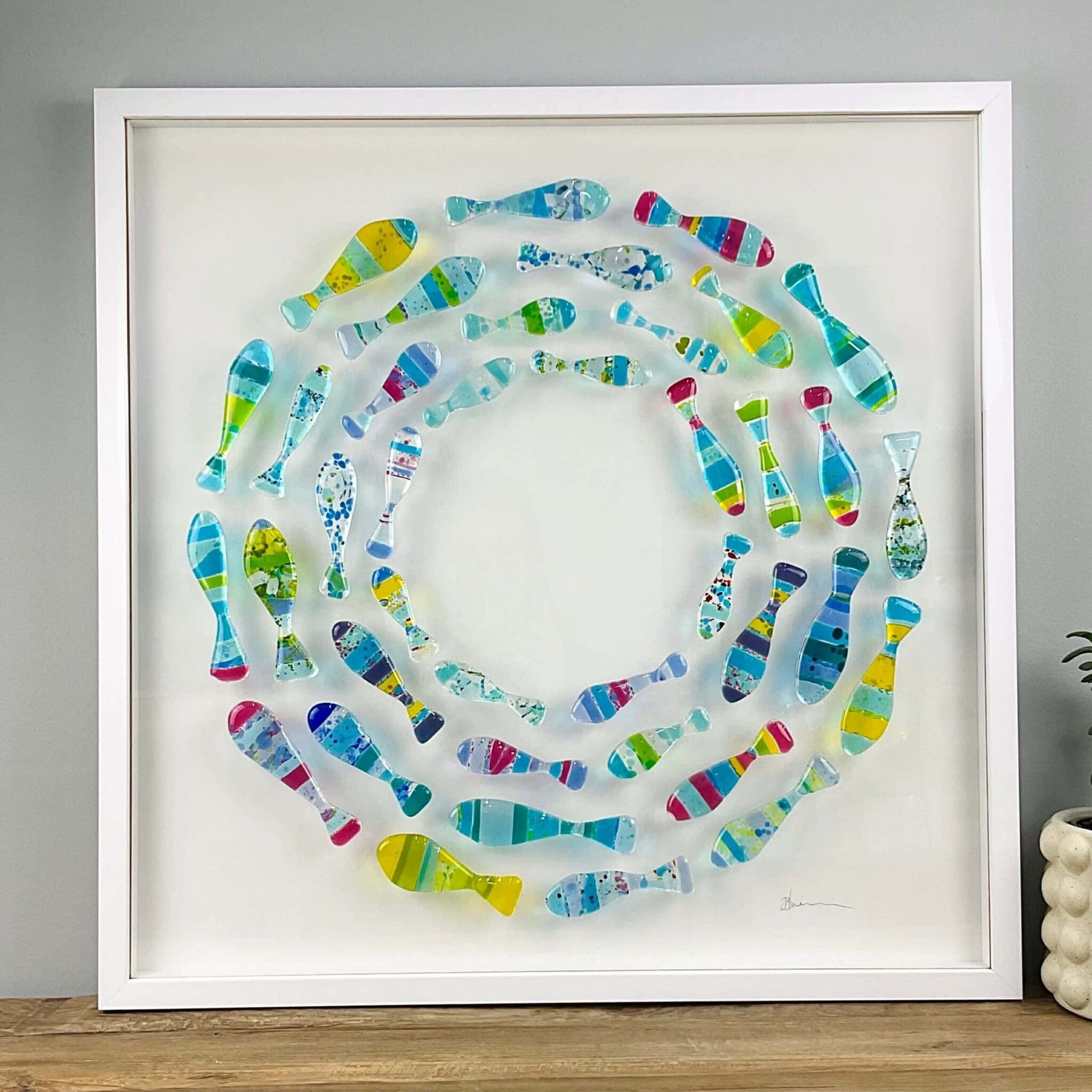 fused glass art fishpool wall art gift made in cornwall