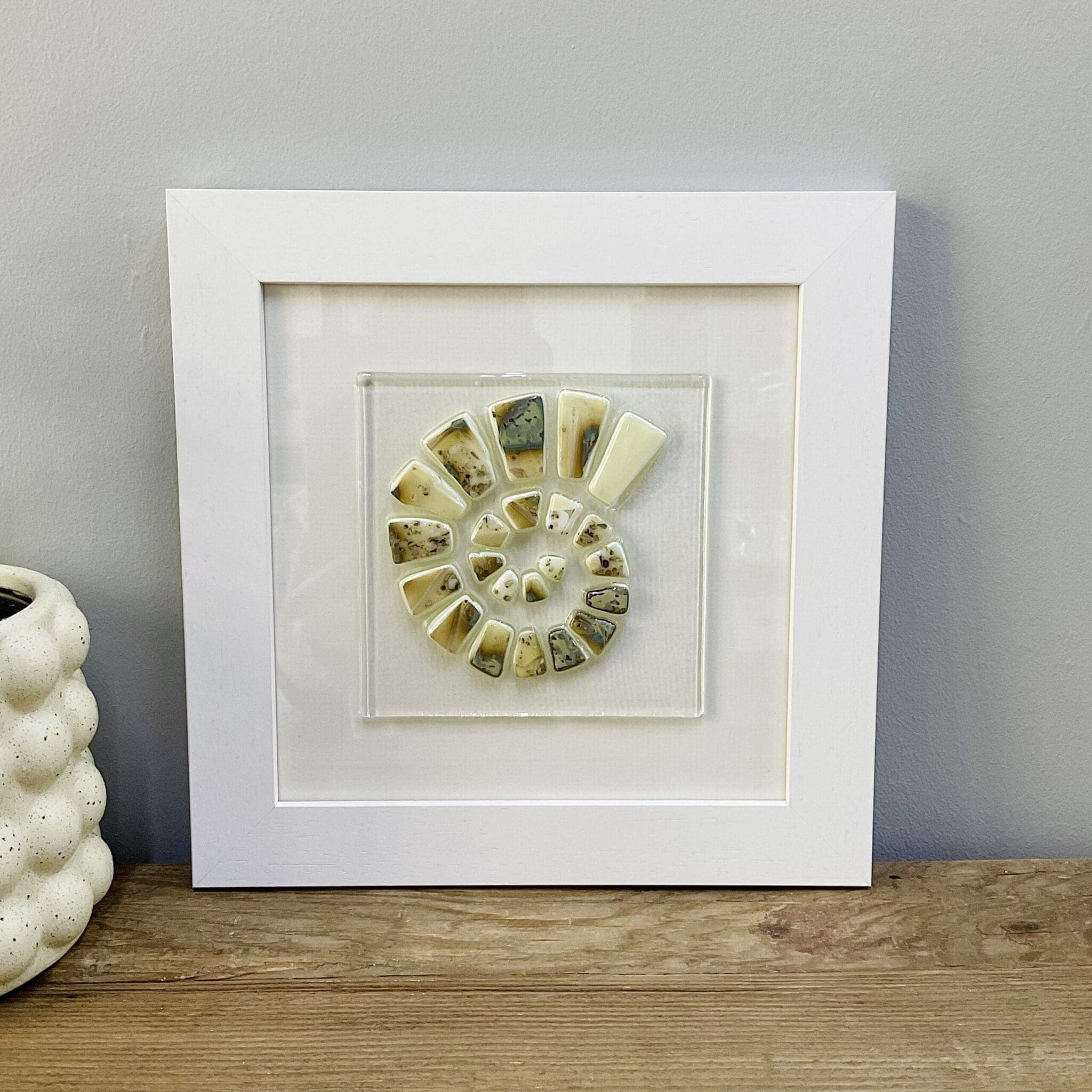 framed fused glass ammonite fossil gift