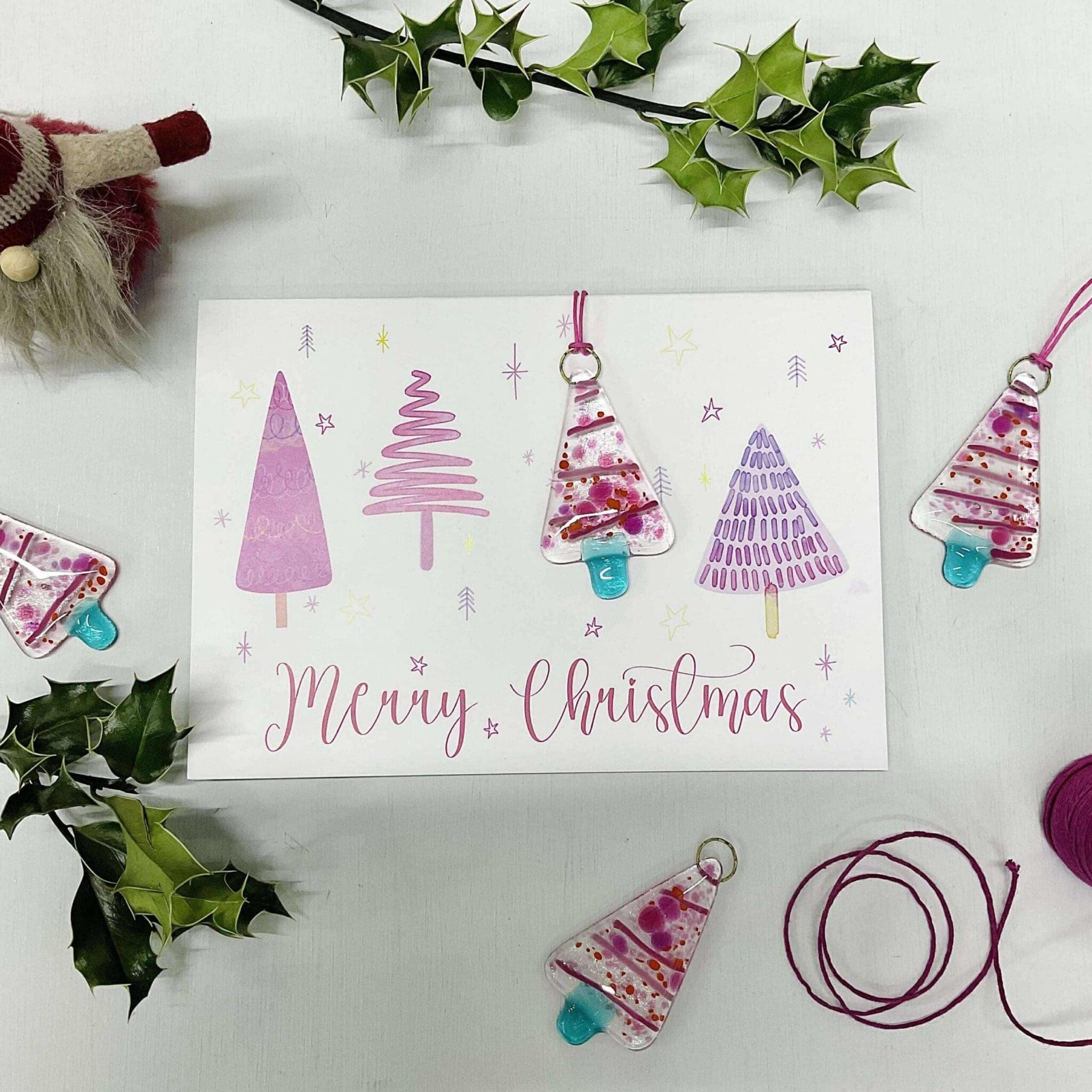 Christmas Card - Pink Striped - Image 2