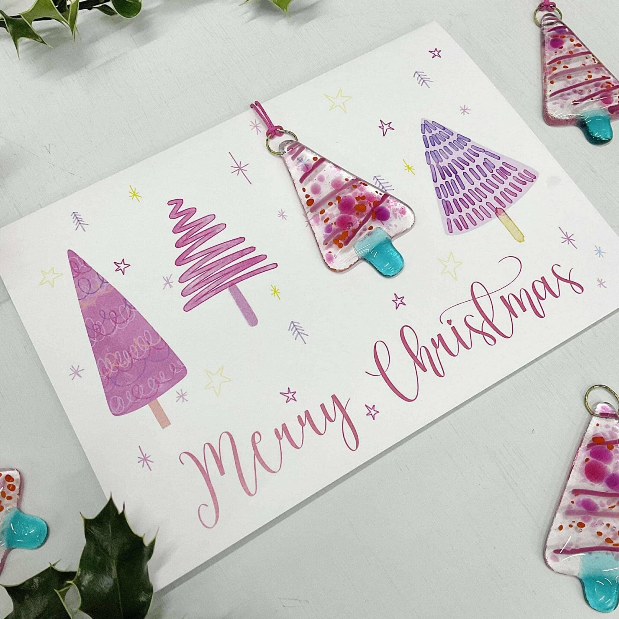 Christmas Card - Pink Striped - Image 3