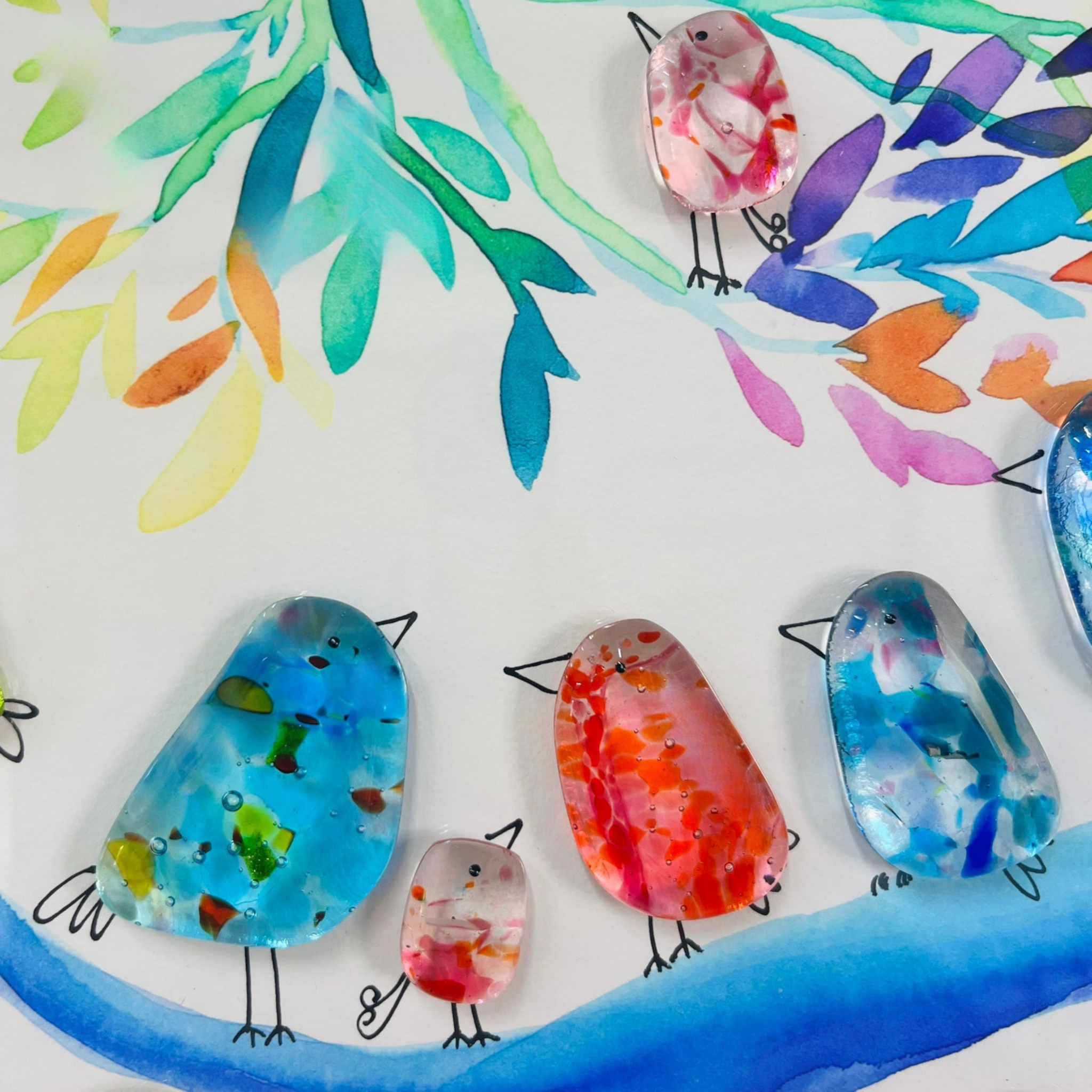 Birds On A Branch - Limited Edition Print. 63cm x 63cm - Image 2