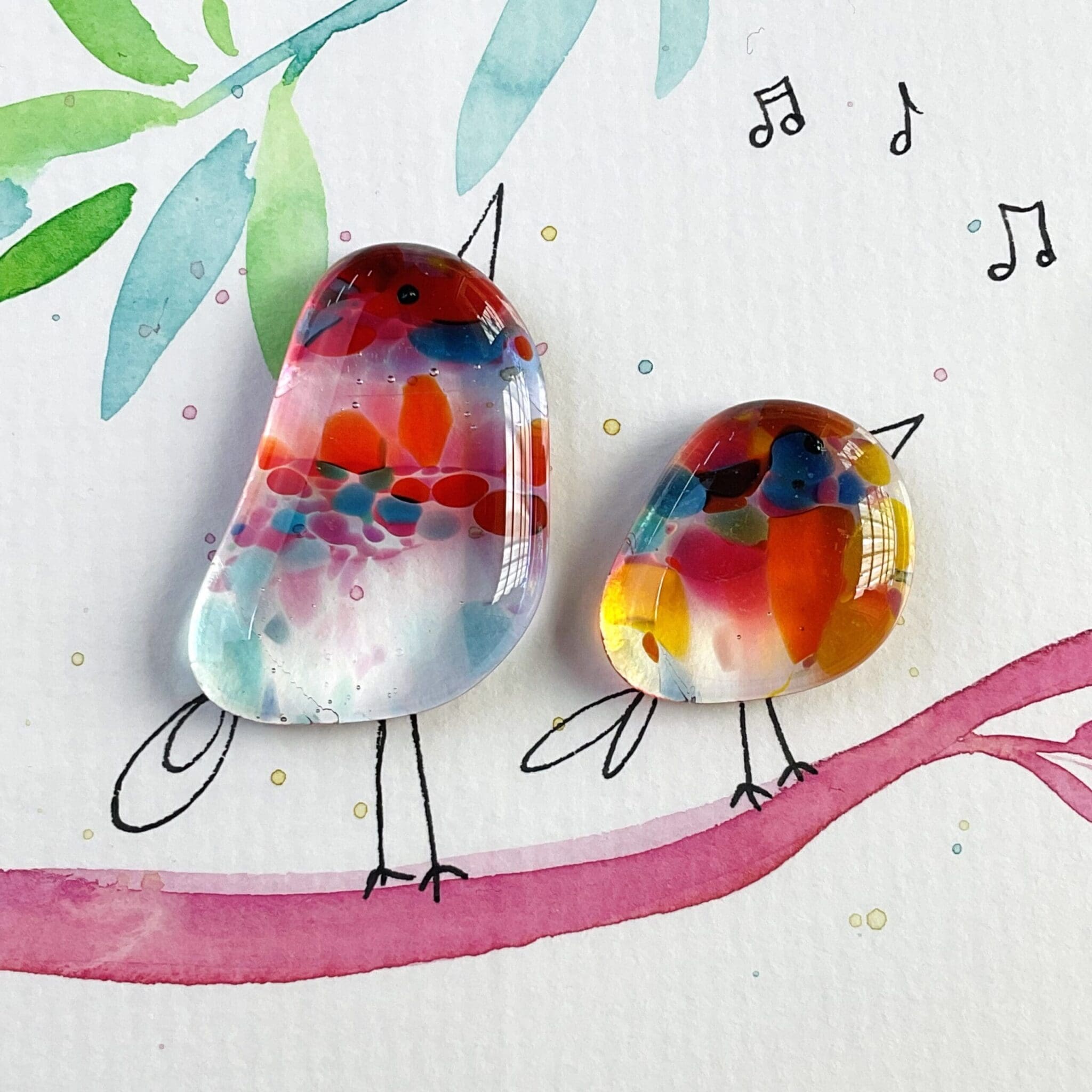 Painted Birds on a Branch - Image 4