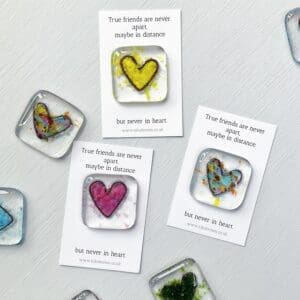 True best friend pocket hug fused glass gift miss you