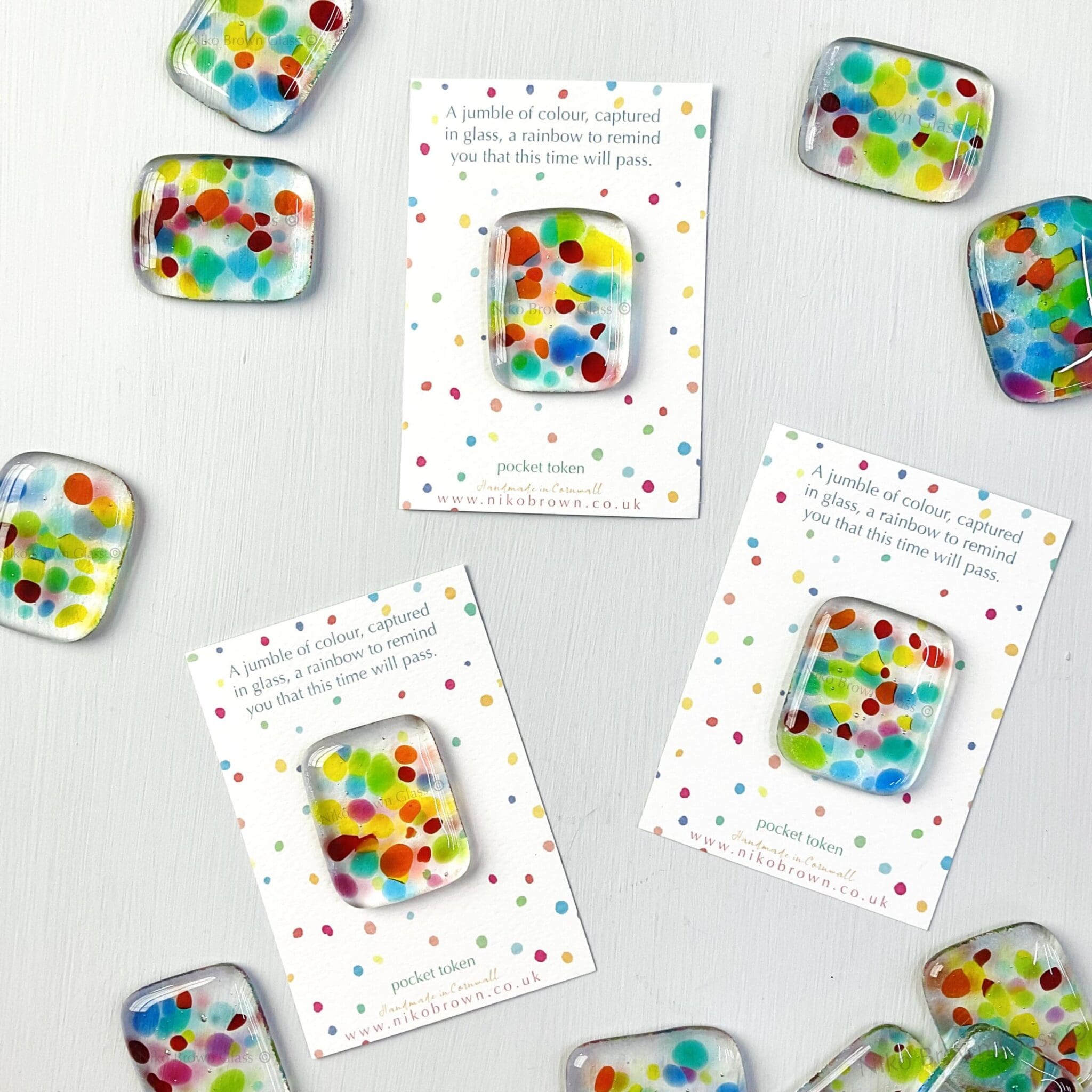 rainbow pocket hug fused glass gift