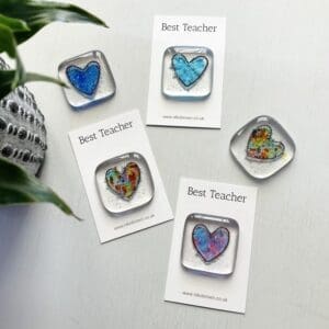 best teacher pocket hug fused glass gift class present
