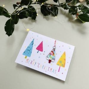 rainbow christmas card with fused glass hanger card and gift in one