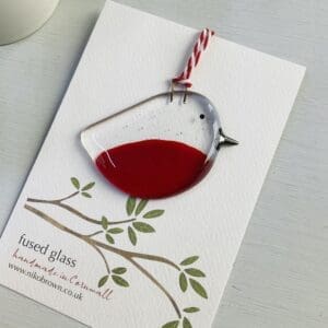 Fused glass robin hanger, memorial