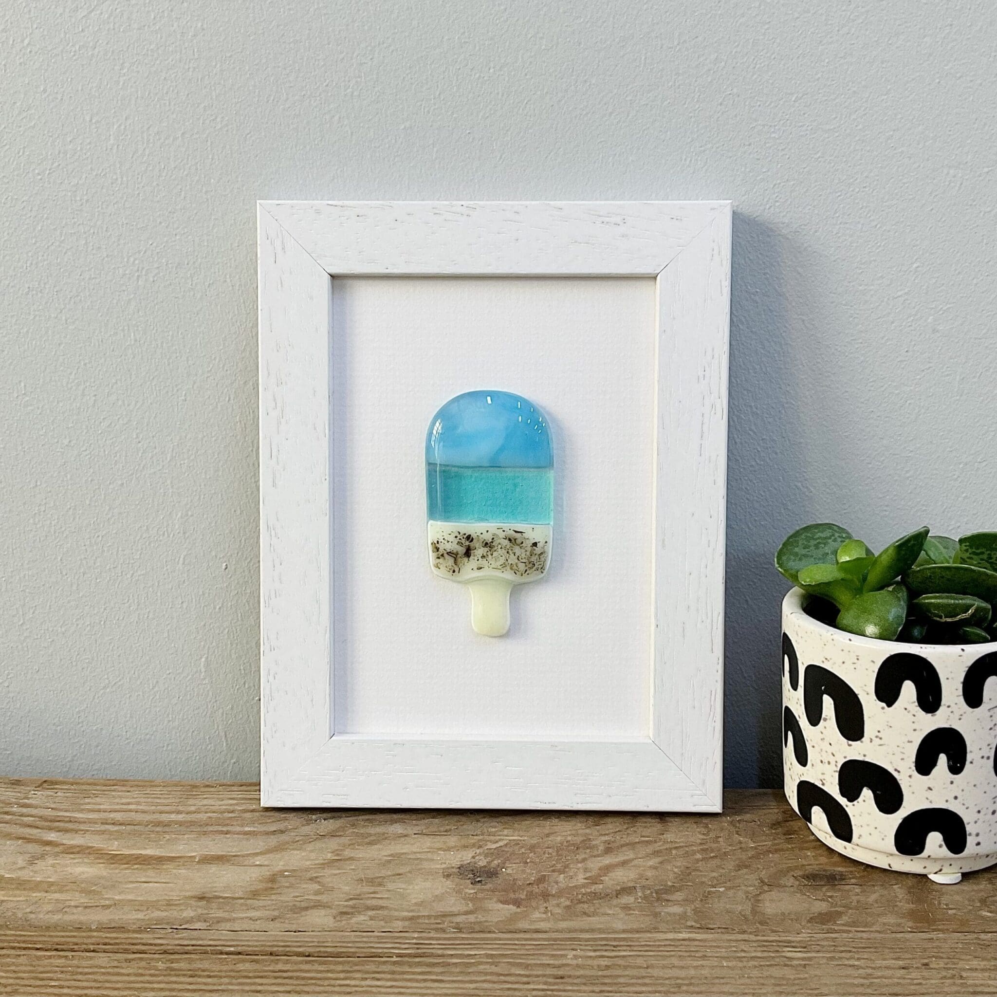 Fused glass mini Beach ice lolly art picture