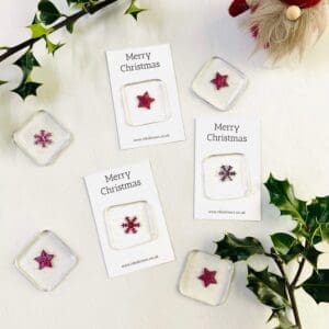 christmas pocket hug fused glass gift