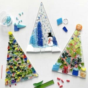cornwall fused glass christmas tree tea-light holder workshop