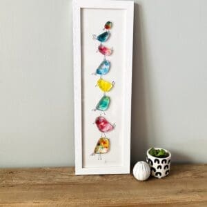 Fused glass bird picture Cornwall wall hang8ng gift