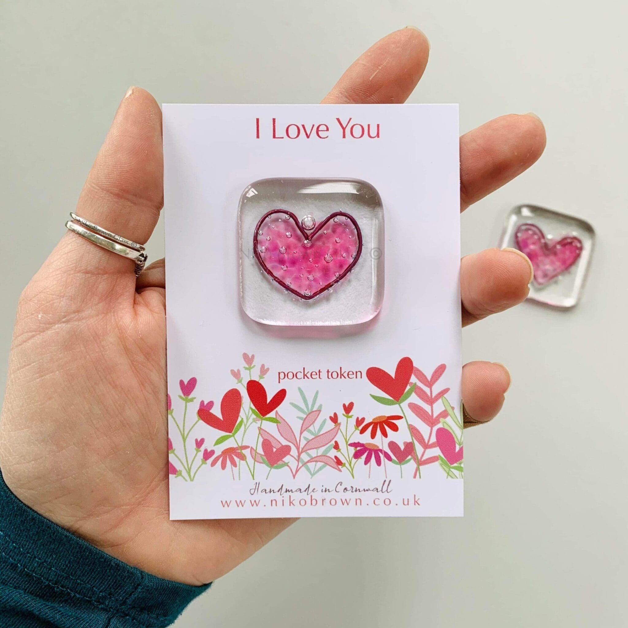 Fused Glass I Love You Pocket Token - Image 6