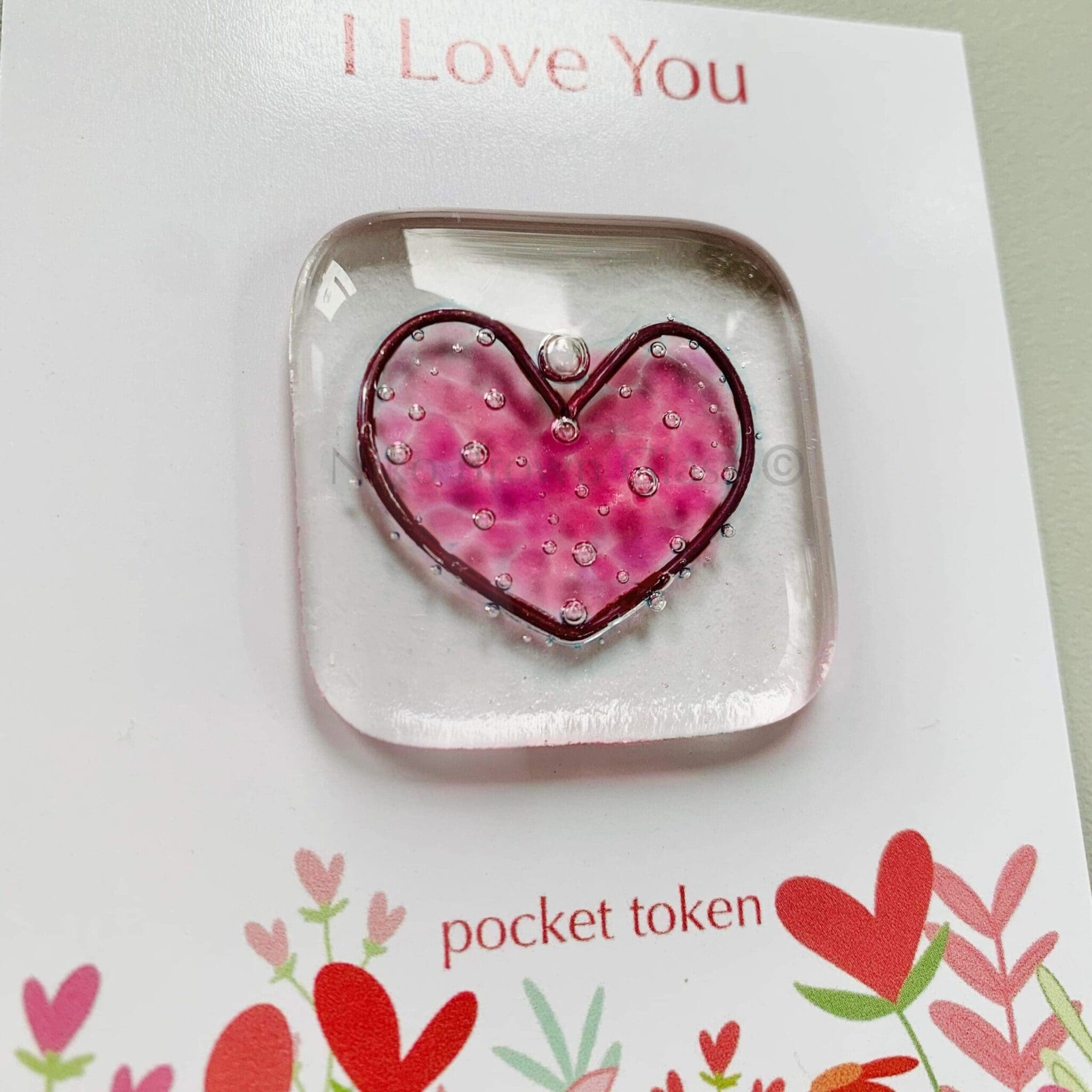 Fused Glass I Love You Pocket Token - Image 3