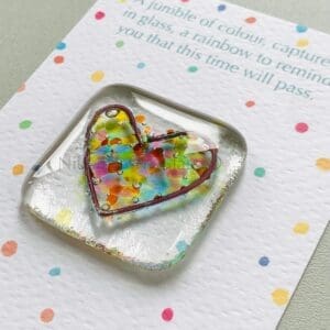 rainbow pocket hug fused glass gift get well soon