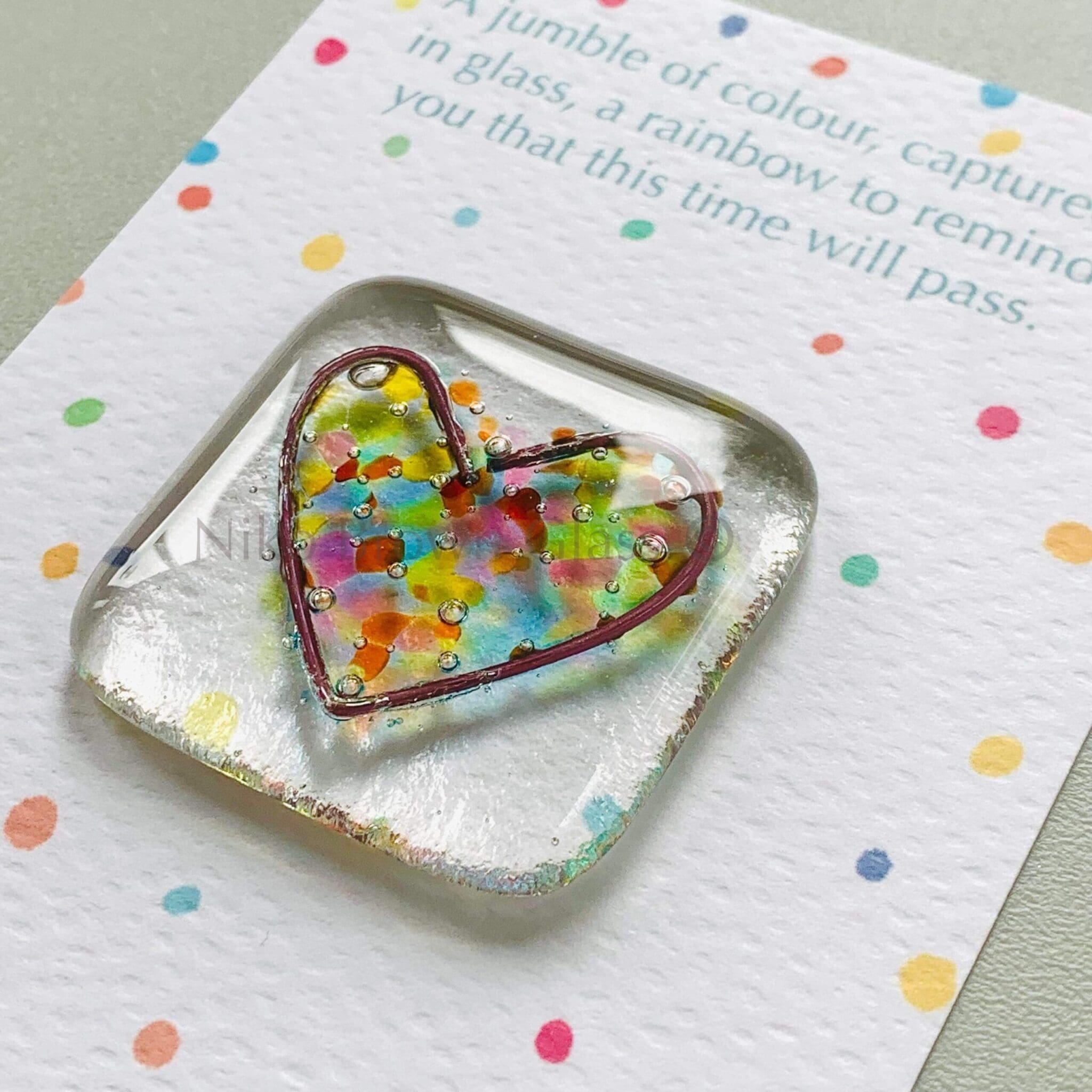 rainbow pocket hug fused glass gift get well soon