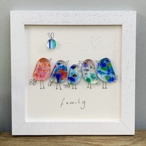 bird family framed fused glass bird family bee picture gift