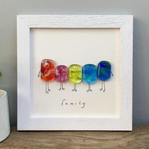 framed fused glass pebble people family gift