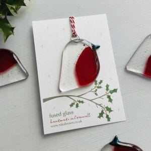 christmas robin hanger fused glass gift