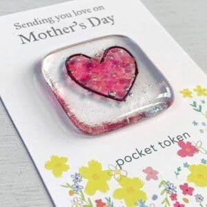 Mother's Day pocket hug fused glass gift