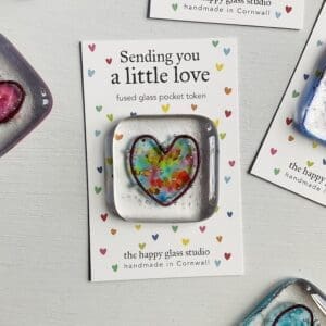 Sending love pocket hug fused glass gift