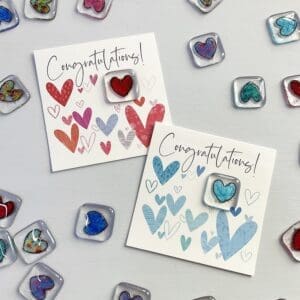 Congratulations card with fused glass token