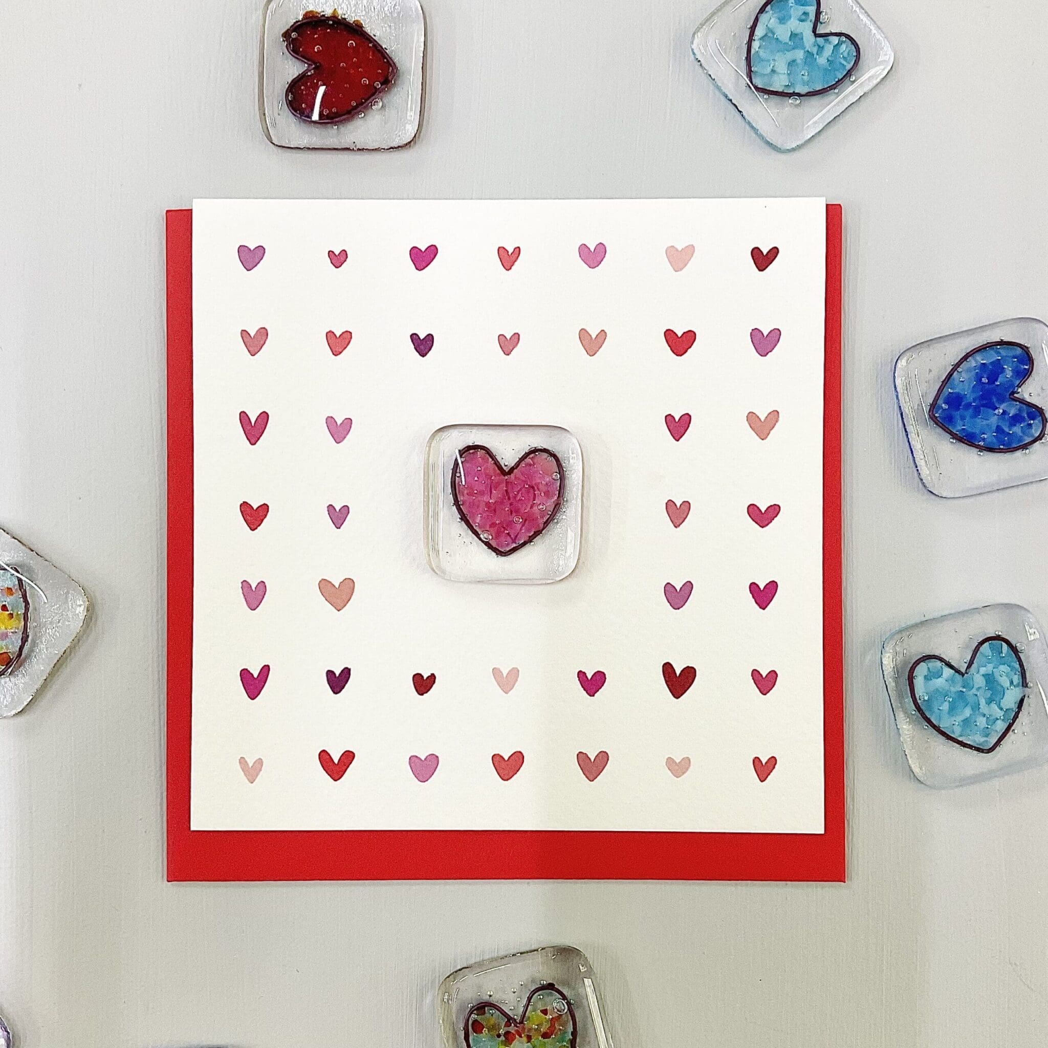 fused glass pocket token sending love card valentine's card