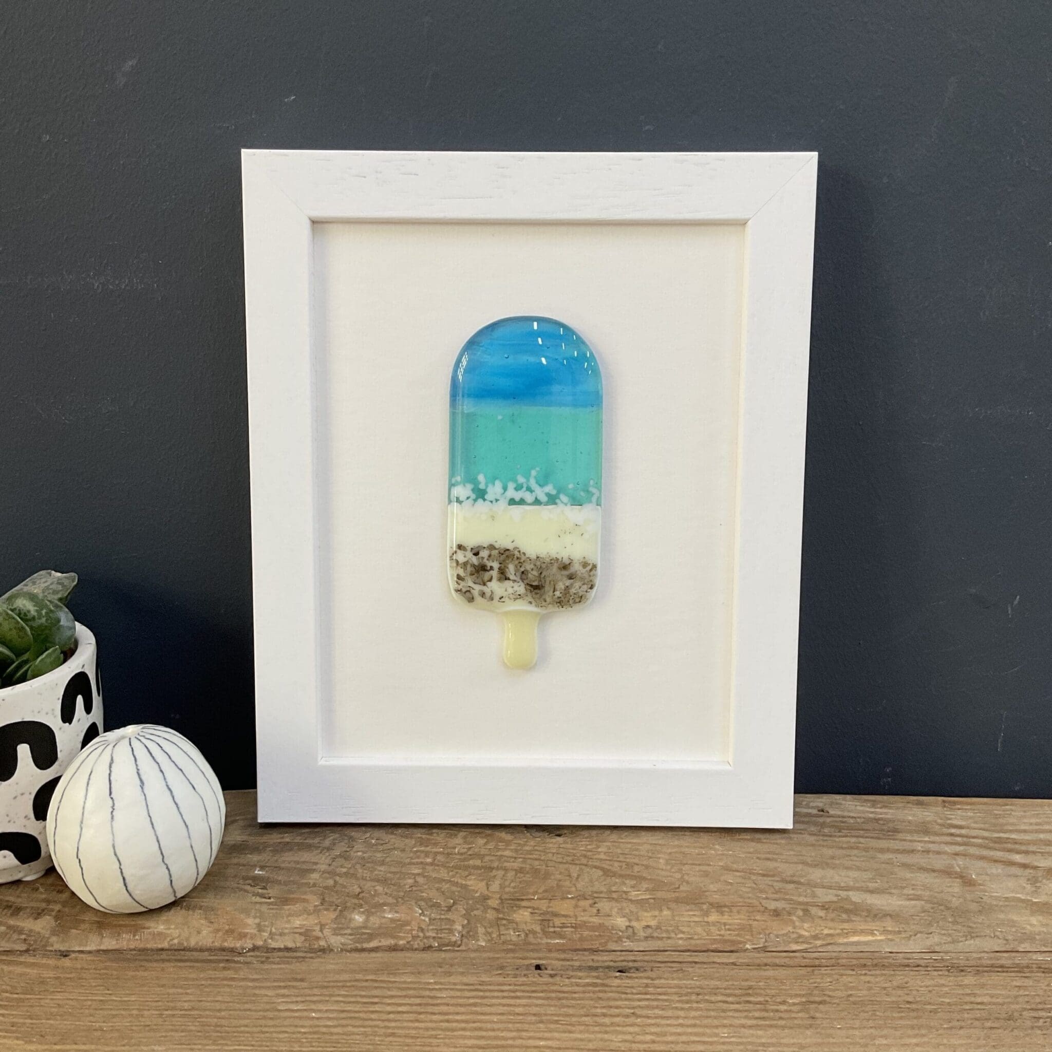 framed fused glass beach lolly seaside gift