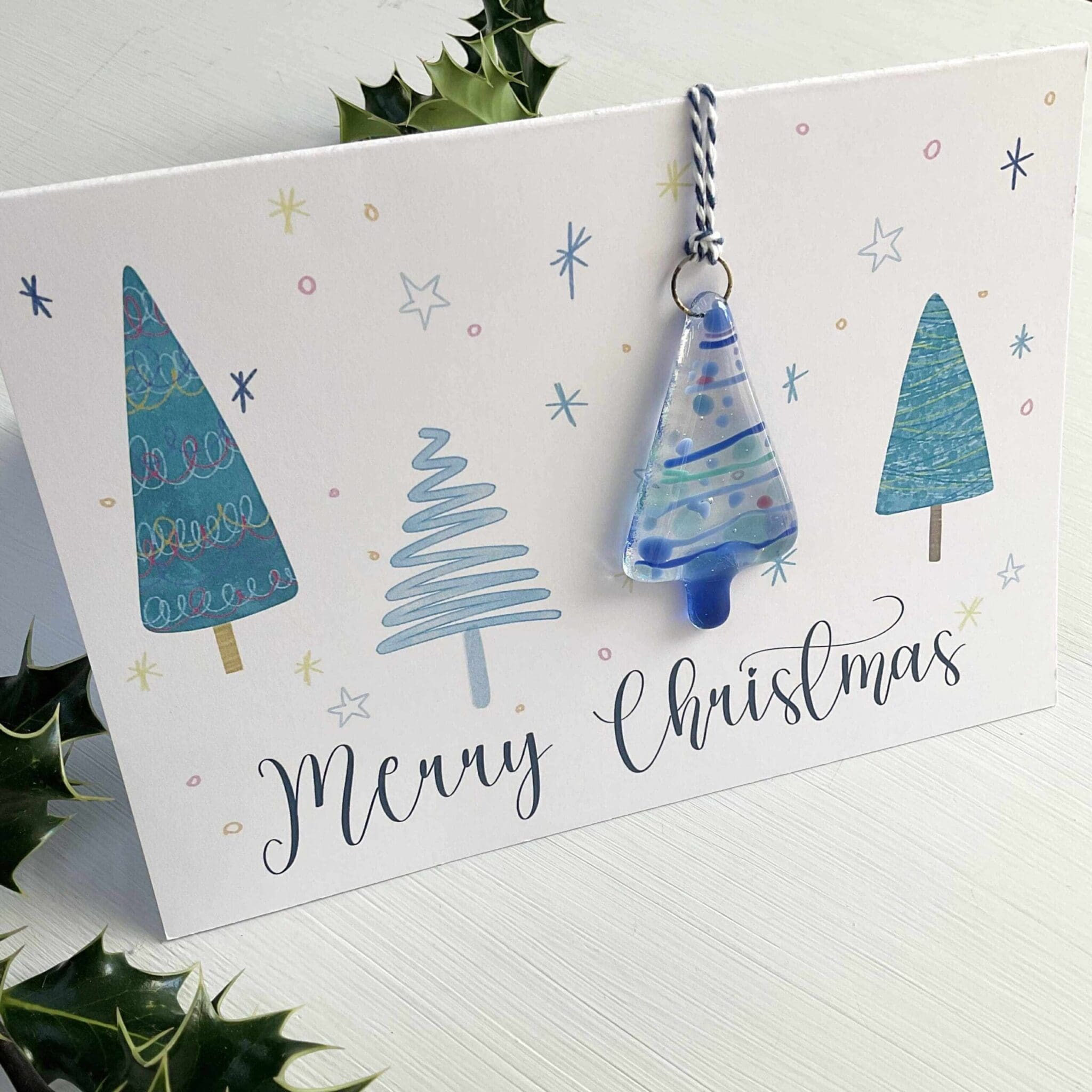 Christmas Card - Blue Striped - Image 3