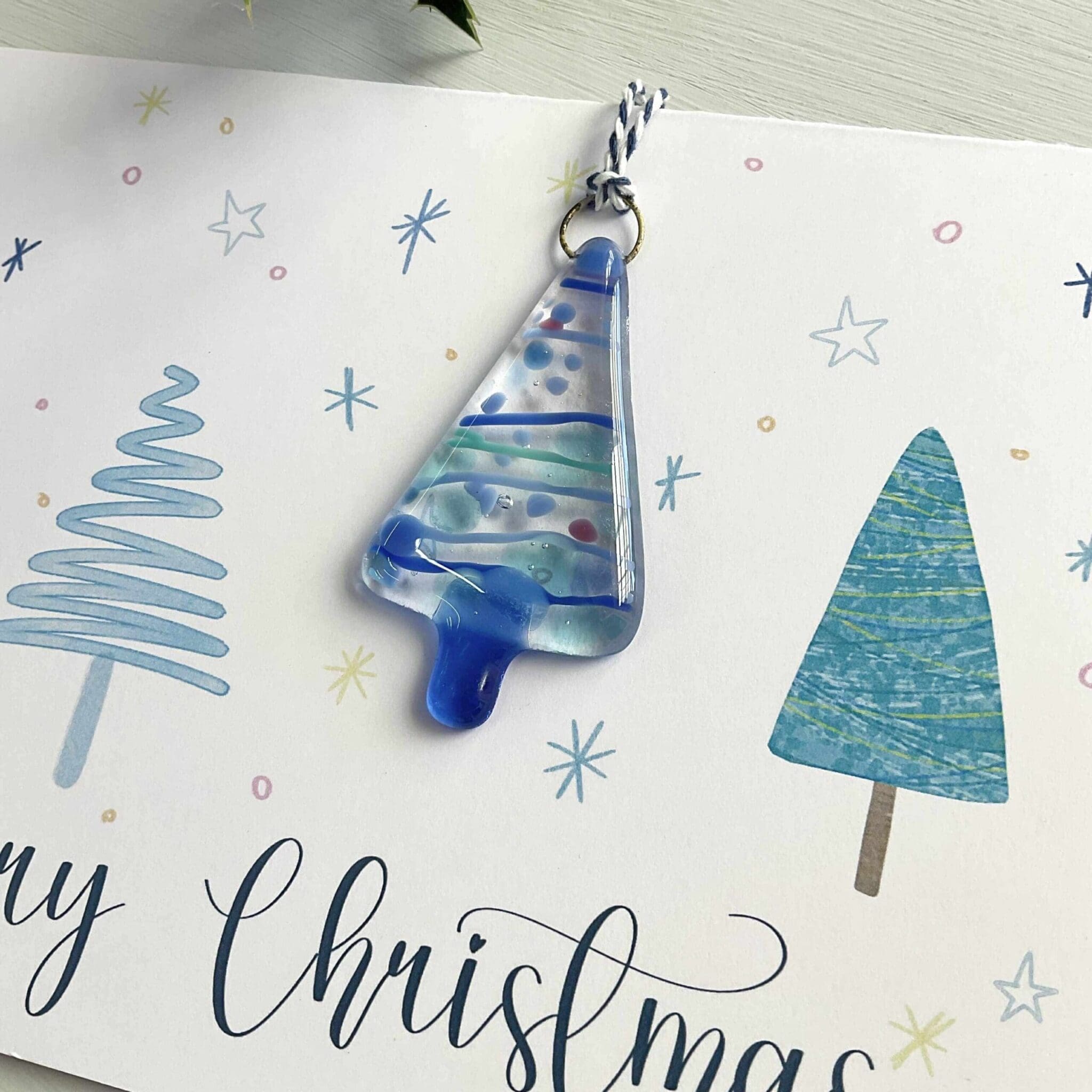 Christmas Card - Blue Striped - Image 2
