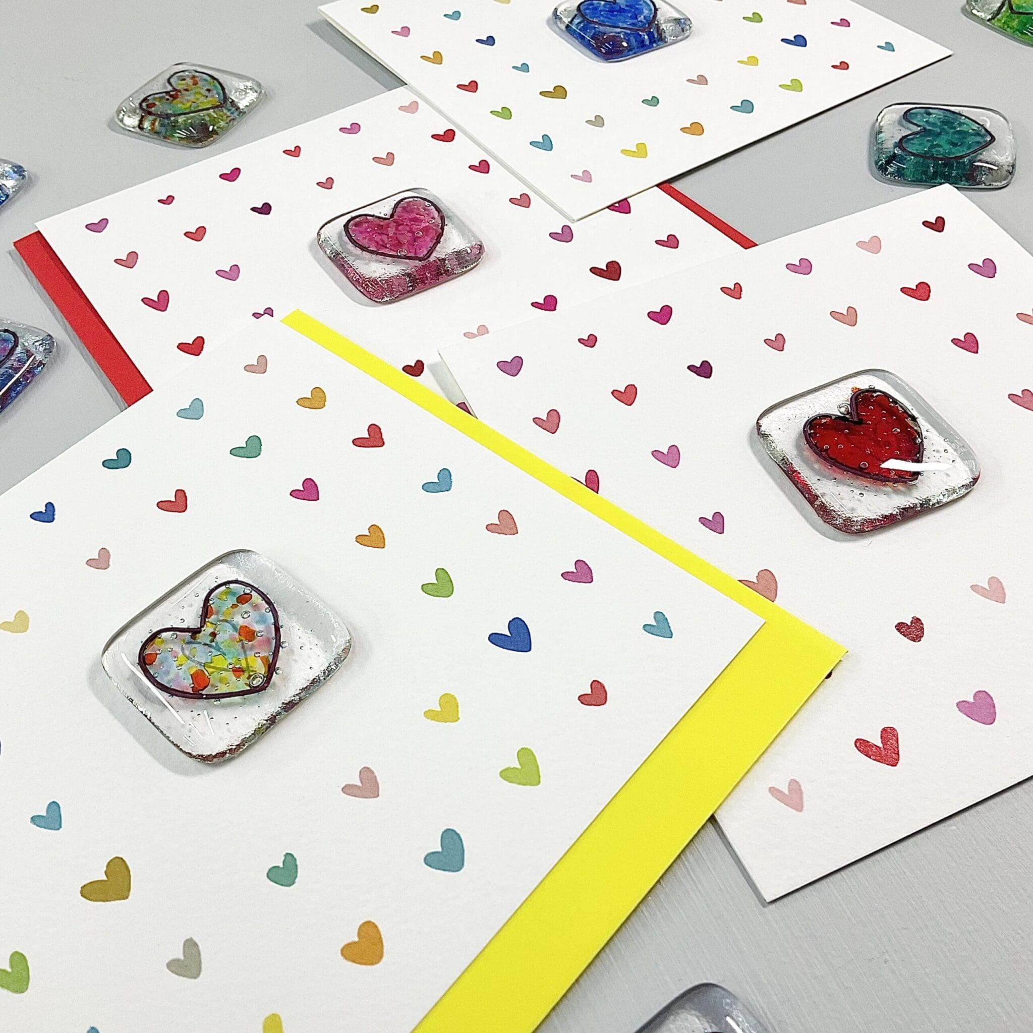 fused glass pocket token sending love card