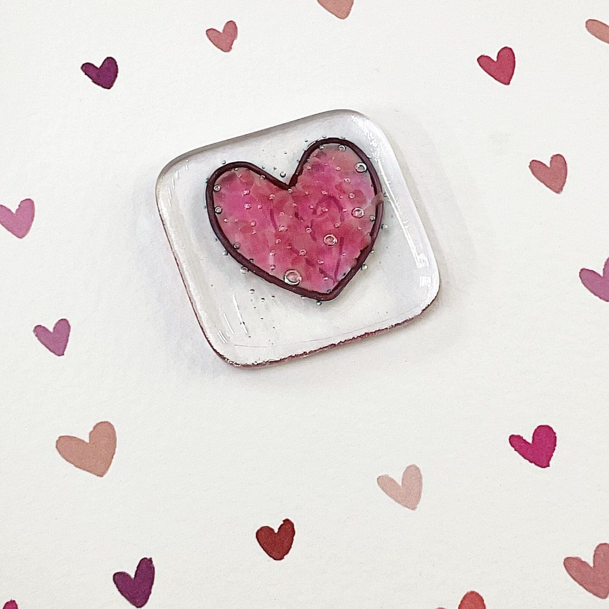 fused glass pocket token sending love card