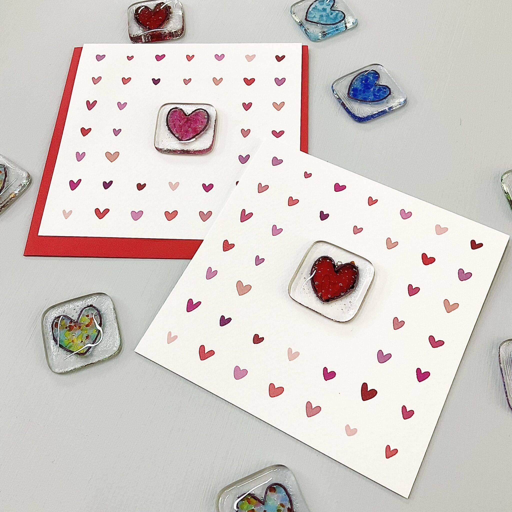 fused glass pocket token sending love card