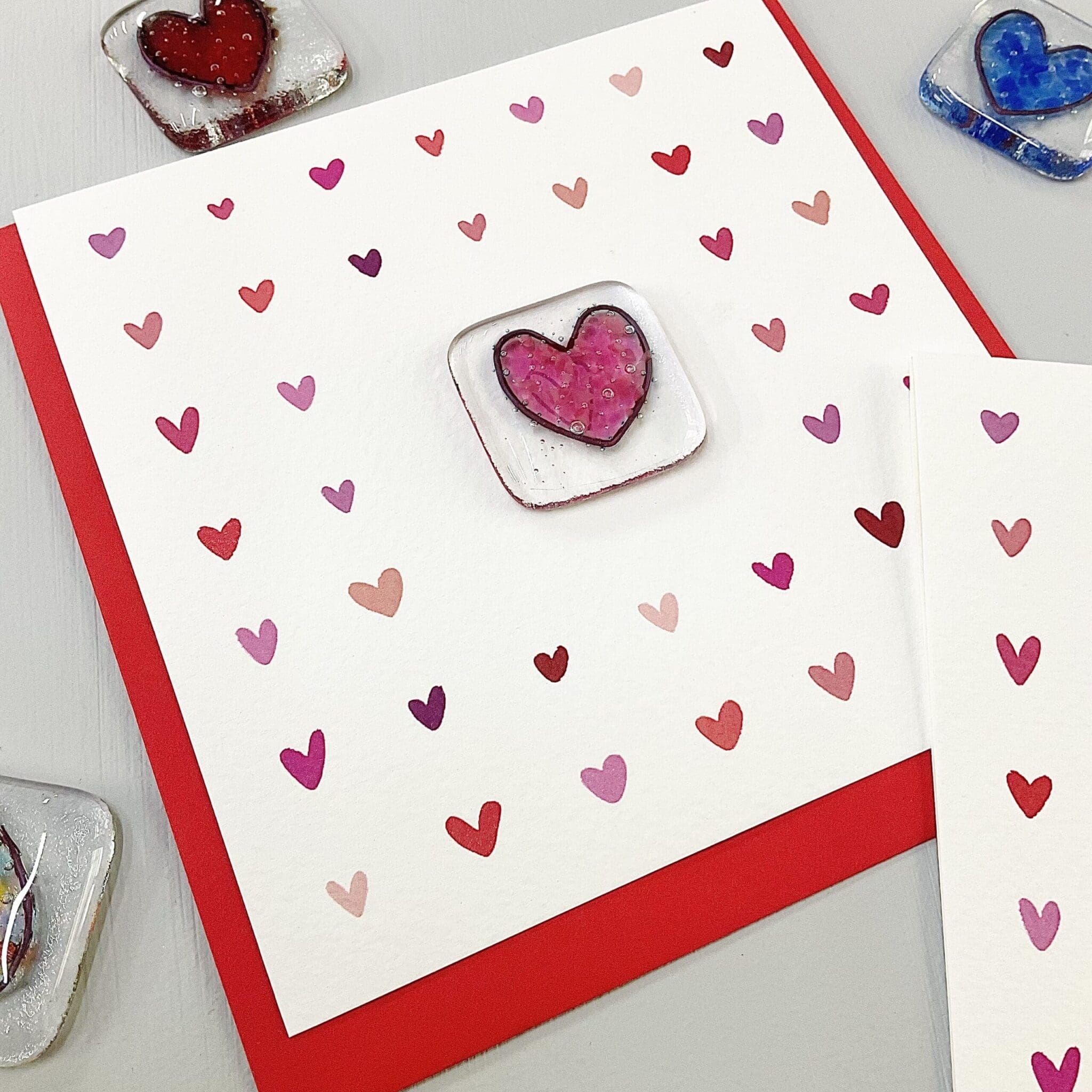 fused glass pocket token sending love card