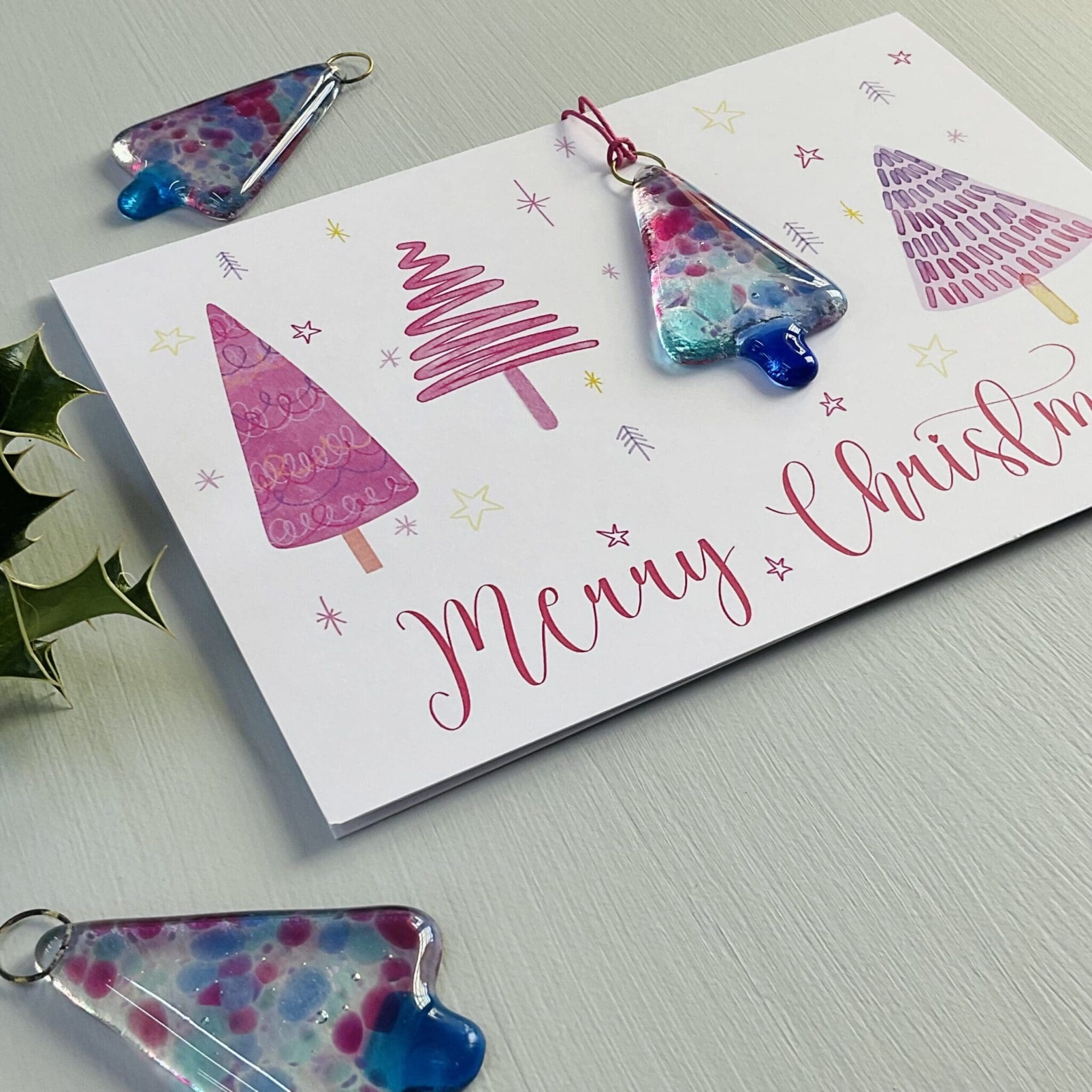 Christmas Card - Pink/Blue - Image 2