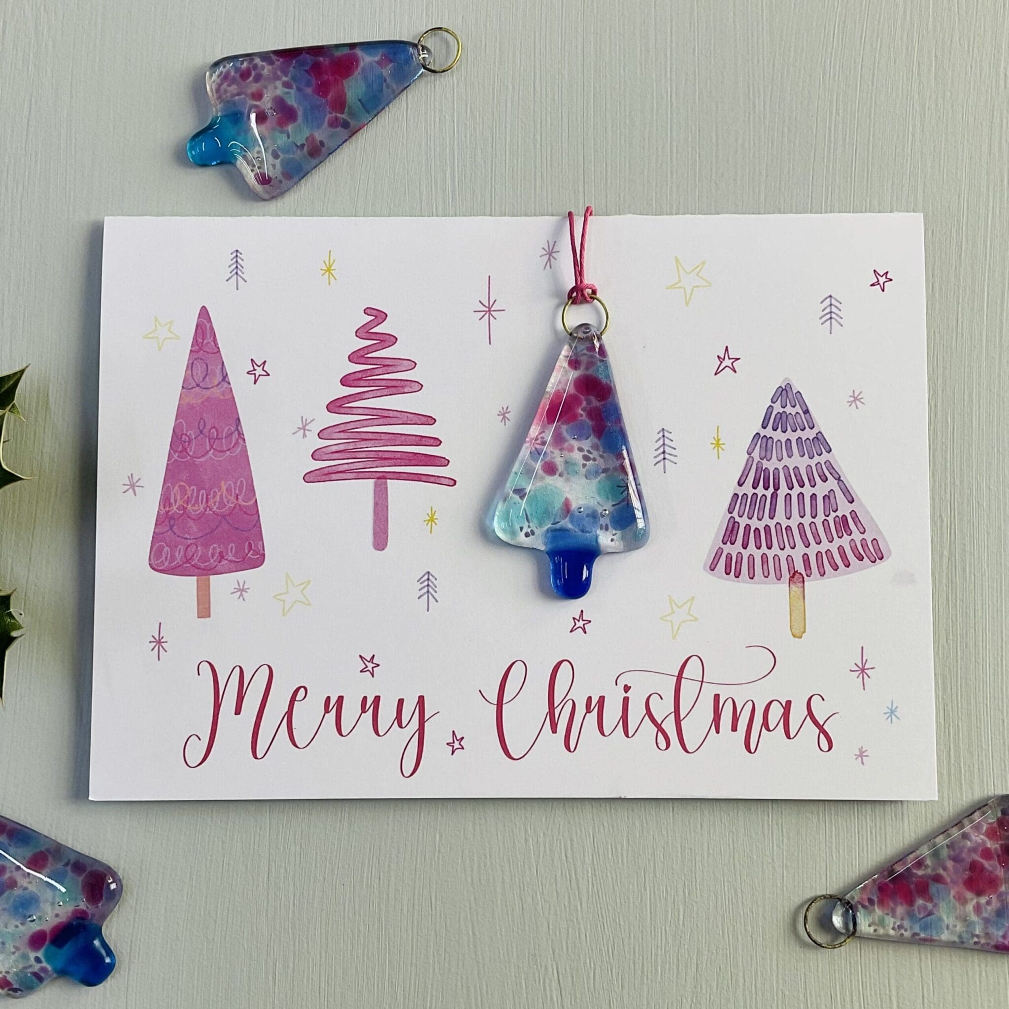 Christmas Card - Pink/Blue - Image 4