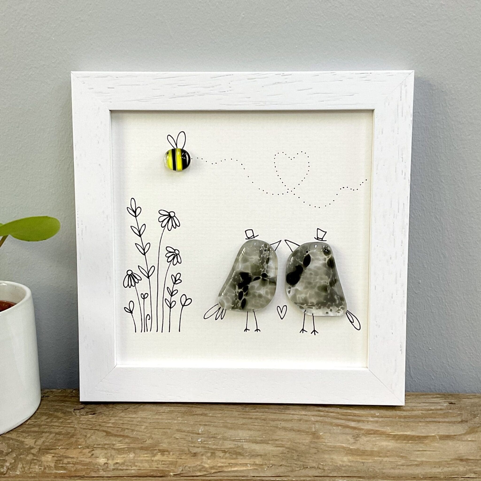 framed fused glass wedding picture wedding gift