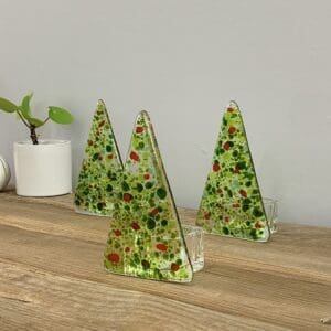 fused glass tree tealight holder gift