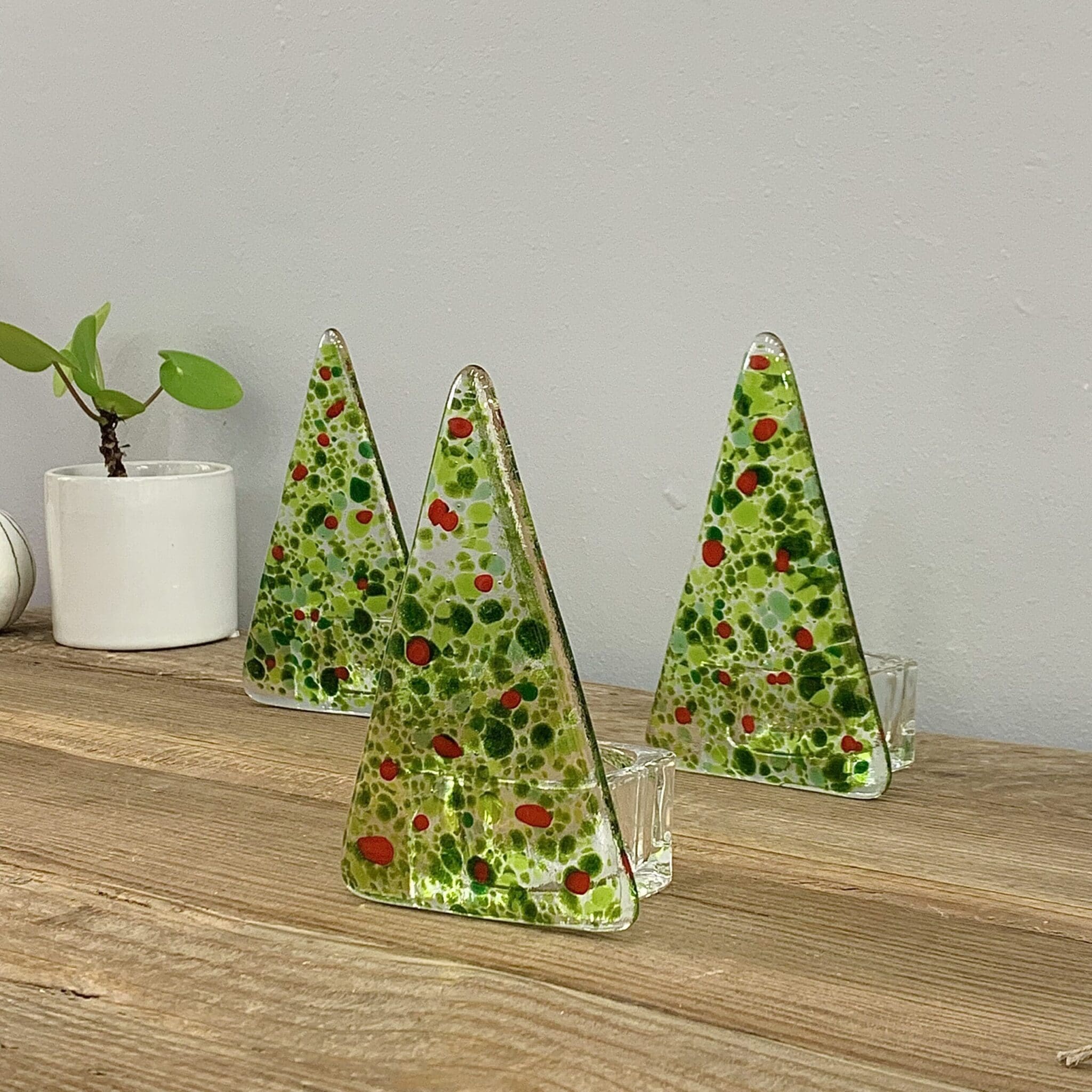 fused glass tree tealight holder gift