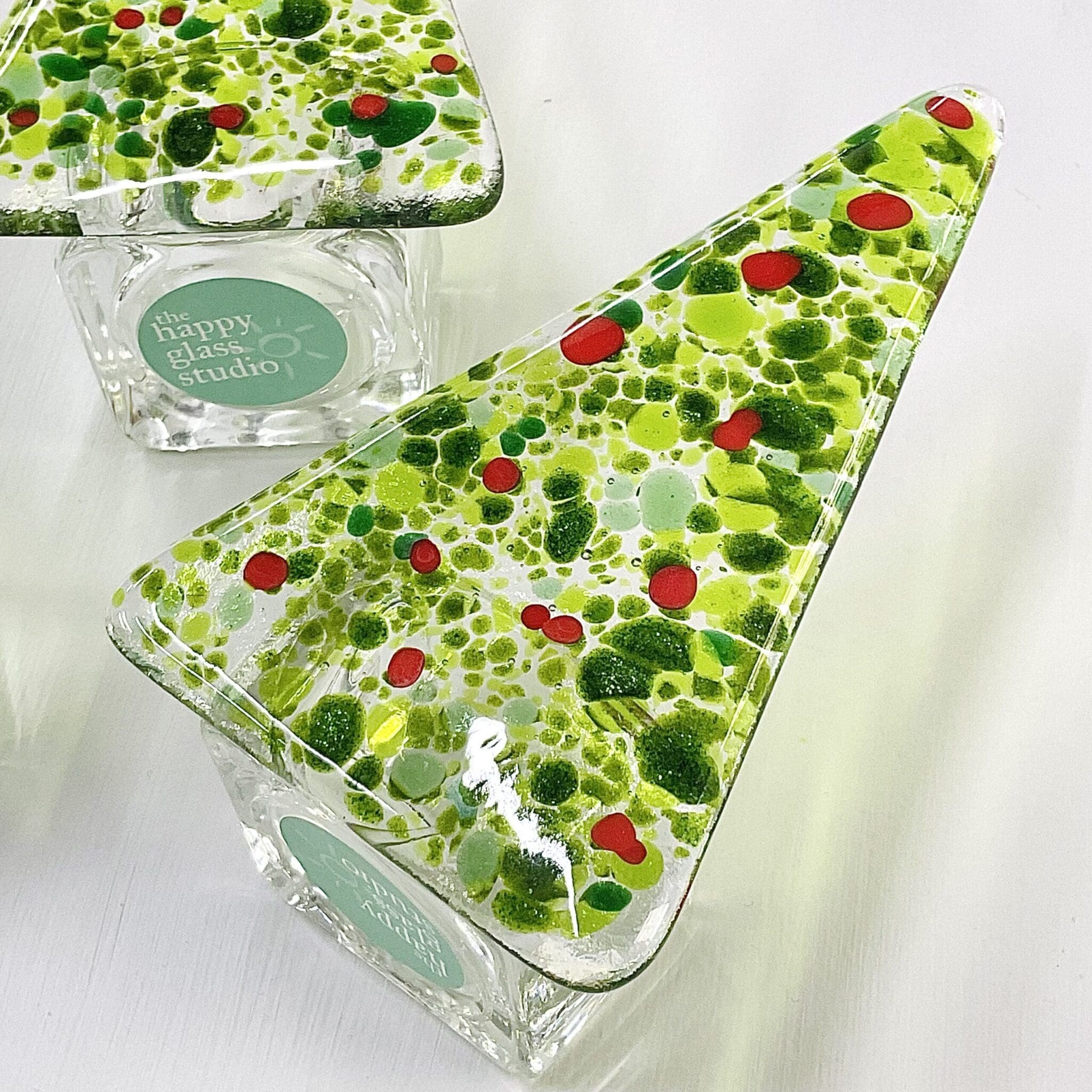 fused glass christmas tree tealight holder gift