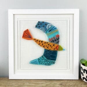 Framed fused glass birds for the wall gift