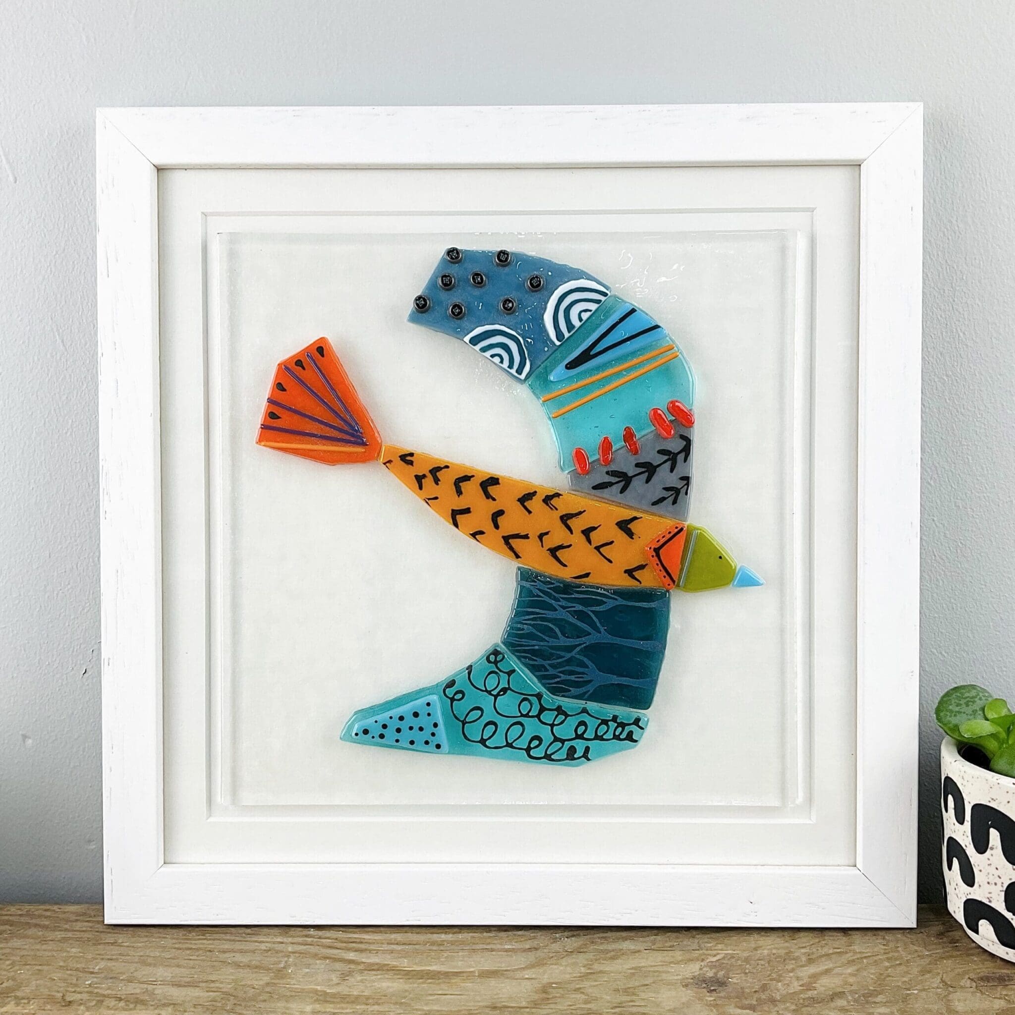 Framed fused glass birds for the wall gift