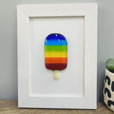 Framed fused glass rainbow lolly gift
