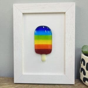 Framed fused glass rainbow lolly gift