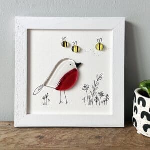 Fused glass framed Memorial picture gift remembrance loved one gift