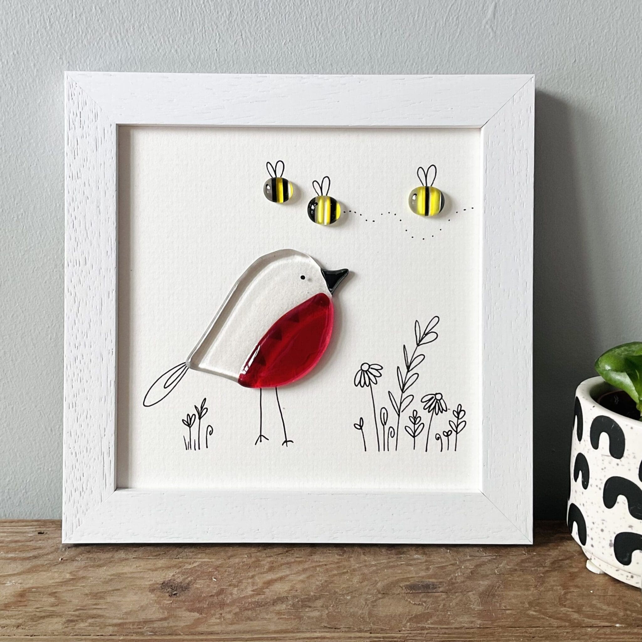 Fused glass framed Memorial picture gift remembrance loved one gift