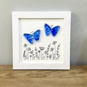 Butterfly wall art gift fused glass framed picture