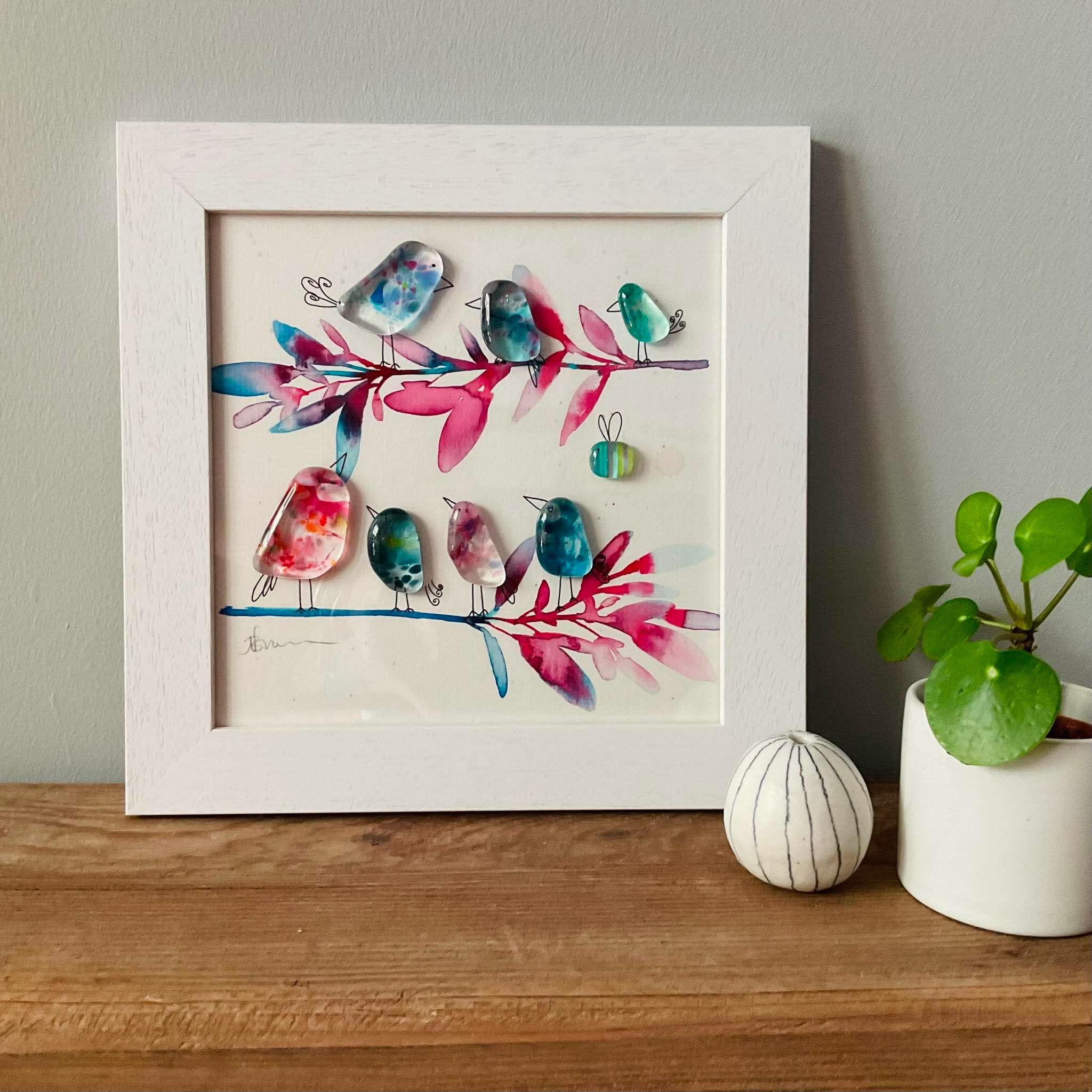 painted fused glass picture handmade gift wall art